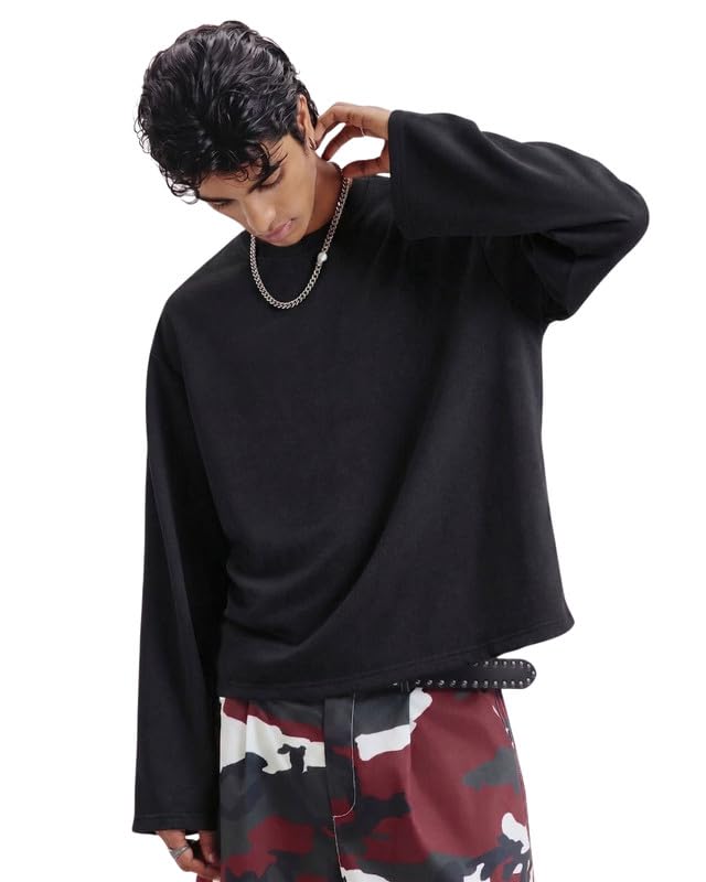 Long Sleeve Solid Oversized Tshirt | Breathable Winter Layering Essential | Soft Cotton Relaxed fit
