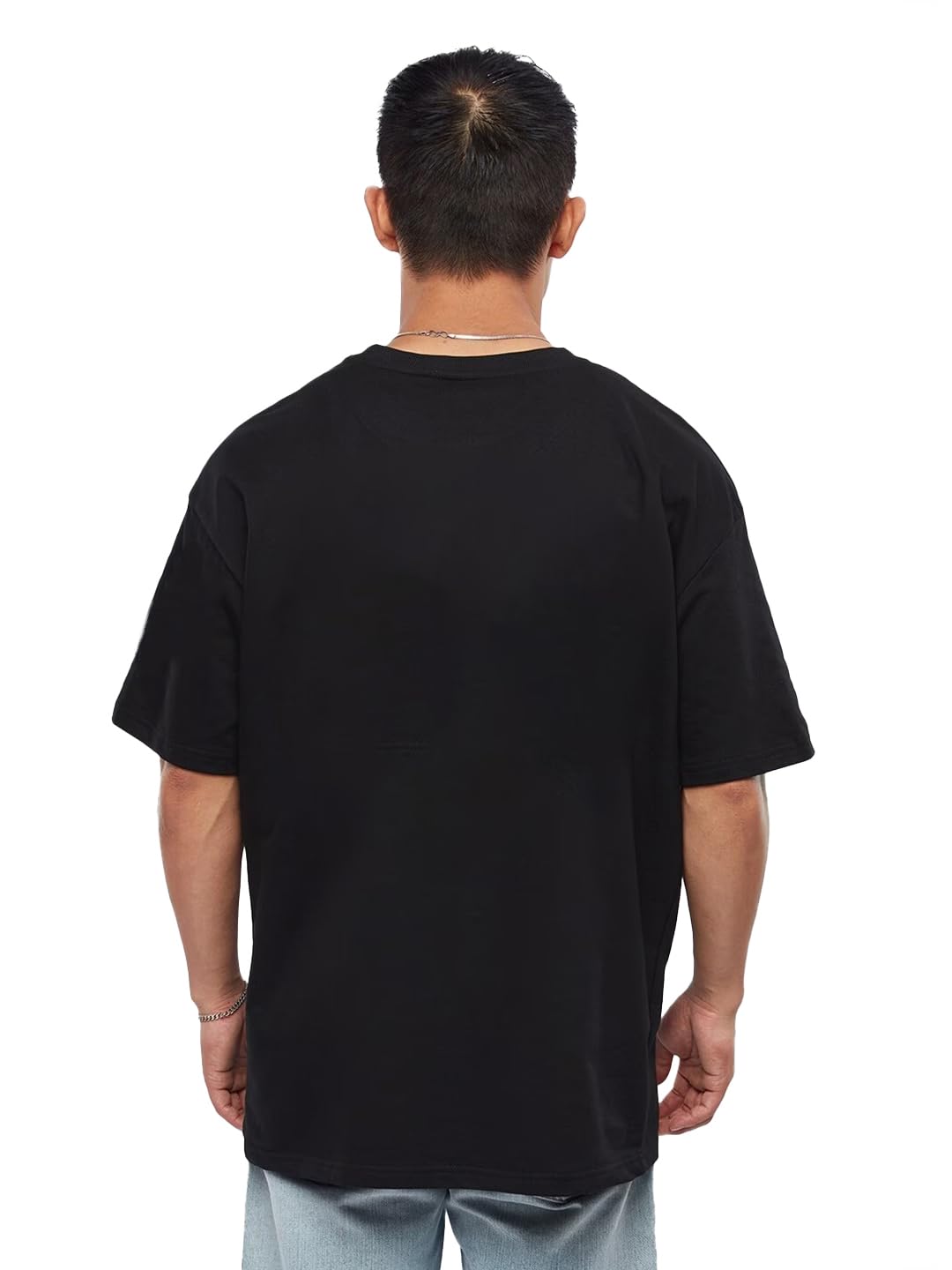 LEOTUDE Men's Half Sleeve Round Neck Cottonblend Graphic Print Oversized