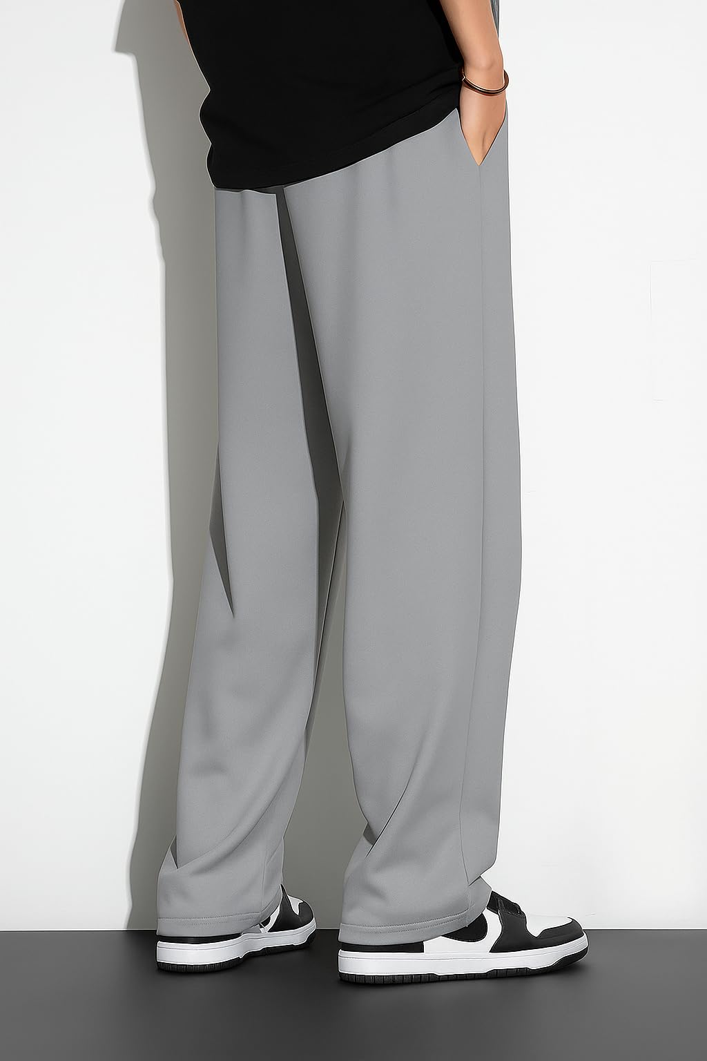 Samfor Mid-Rise Stretchable Joggers in Premium Polycotton Comfort Blend for Street and Lounge Wear - Korean Style Baggy Track Pants for Men