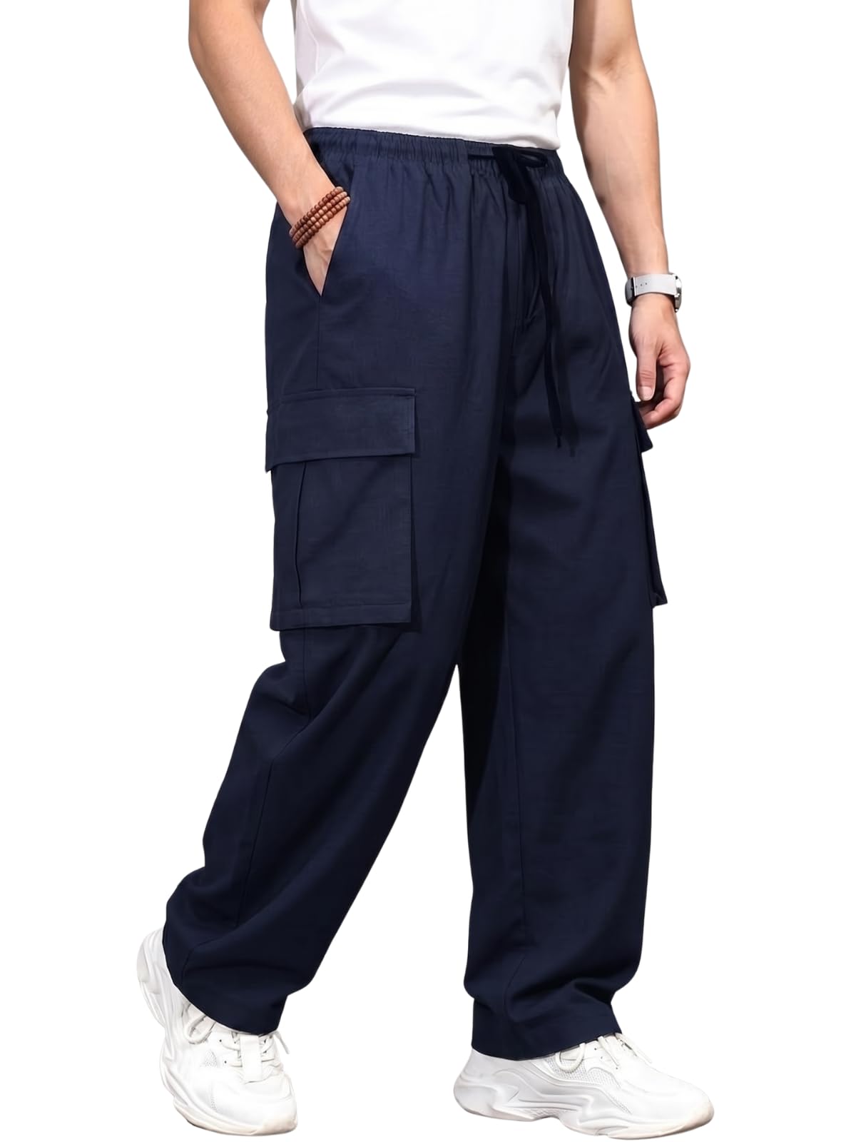 GRECIILOOKS Men's Regular Fit Low Rise Polycotton Cargos | Cargo Track Pant | Loose Fit | Regular Trouser (Available in Plus Size)