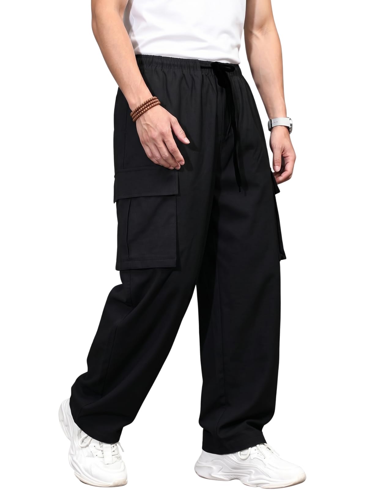 GRECIILOOKS Men's Regular Fit Low Rise Polycotton Cargos | Cargo Track Pant | Loose Fit | Regular Trouser (Available in Plus Size)