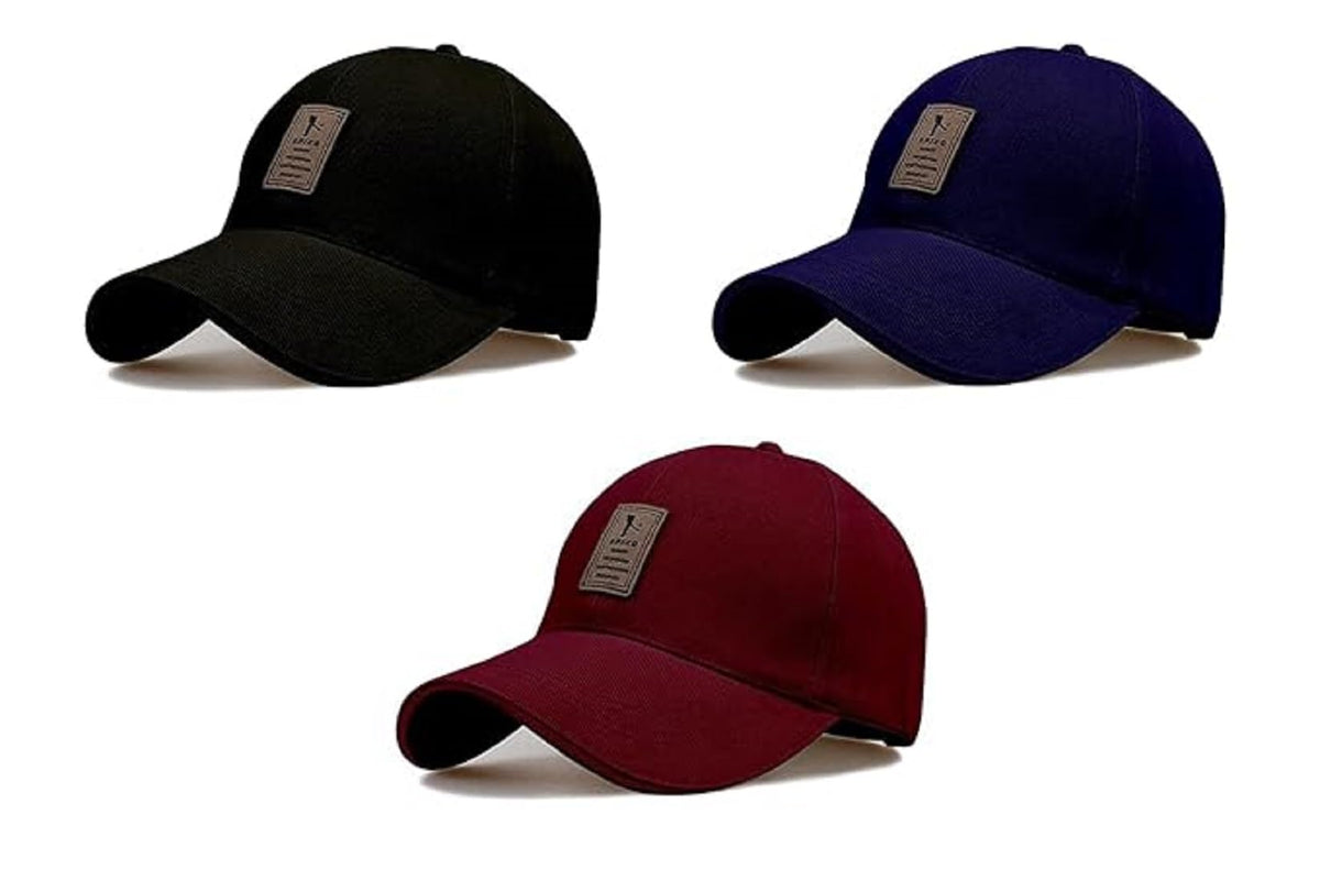 Combo 3 @2 Cap for Men Women Topi Unisex Head Branded Boy's Girl's Caps Adjustable Strap Summer Sports Cricket Gym Dance Cotton Free Size