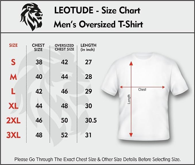 LEOTUDE Men's Half Sleeve Round Neck Cottonblend Graphic Print Oversized