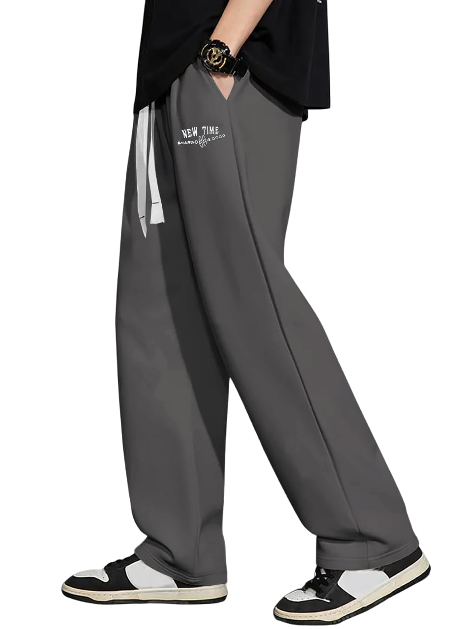 Samfor Mid-Rise Stretchable Joggers in Premium Polycotton Comfort Blend for Street and Lounge Wear - Korean Style Baggy Track Pants for Men