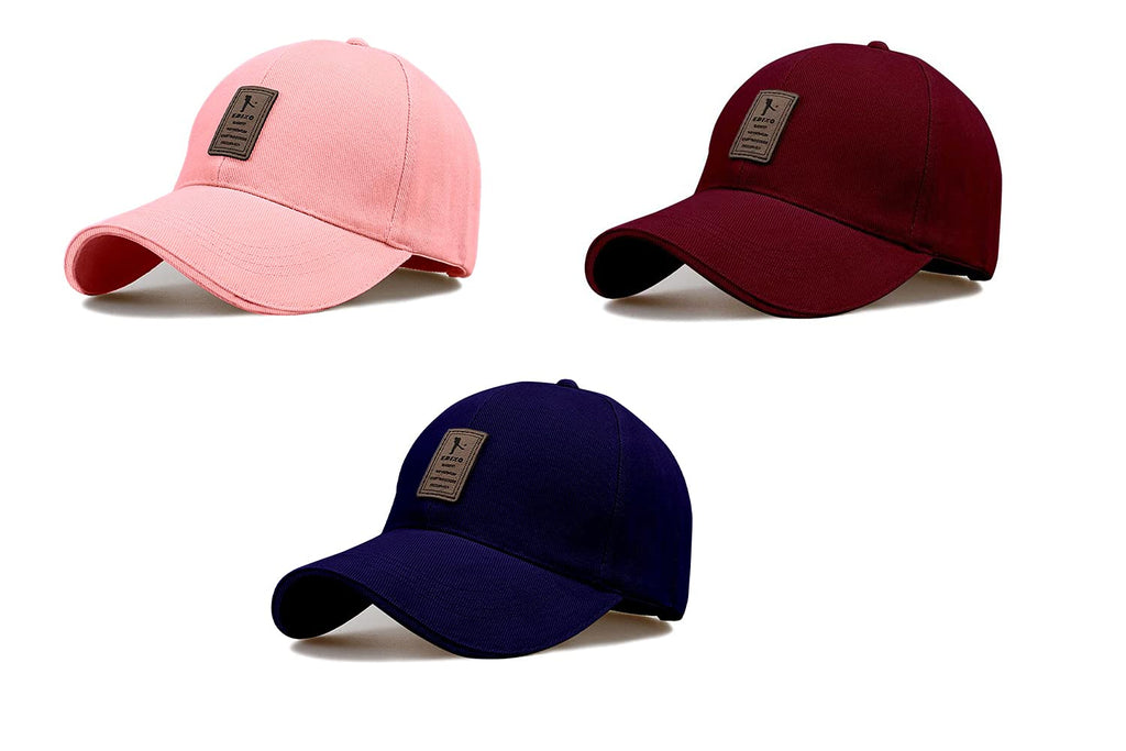 Combo 3 @2 Cap for Men Women Topi Unisex Head Branded Boy's Girl's Caps Adjustable Strap Summer Sports Cricket Gym Dance Cotton Free Size