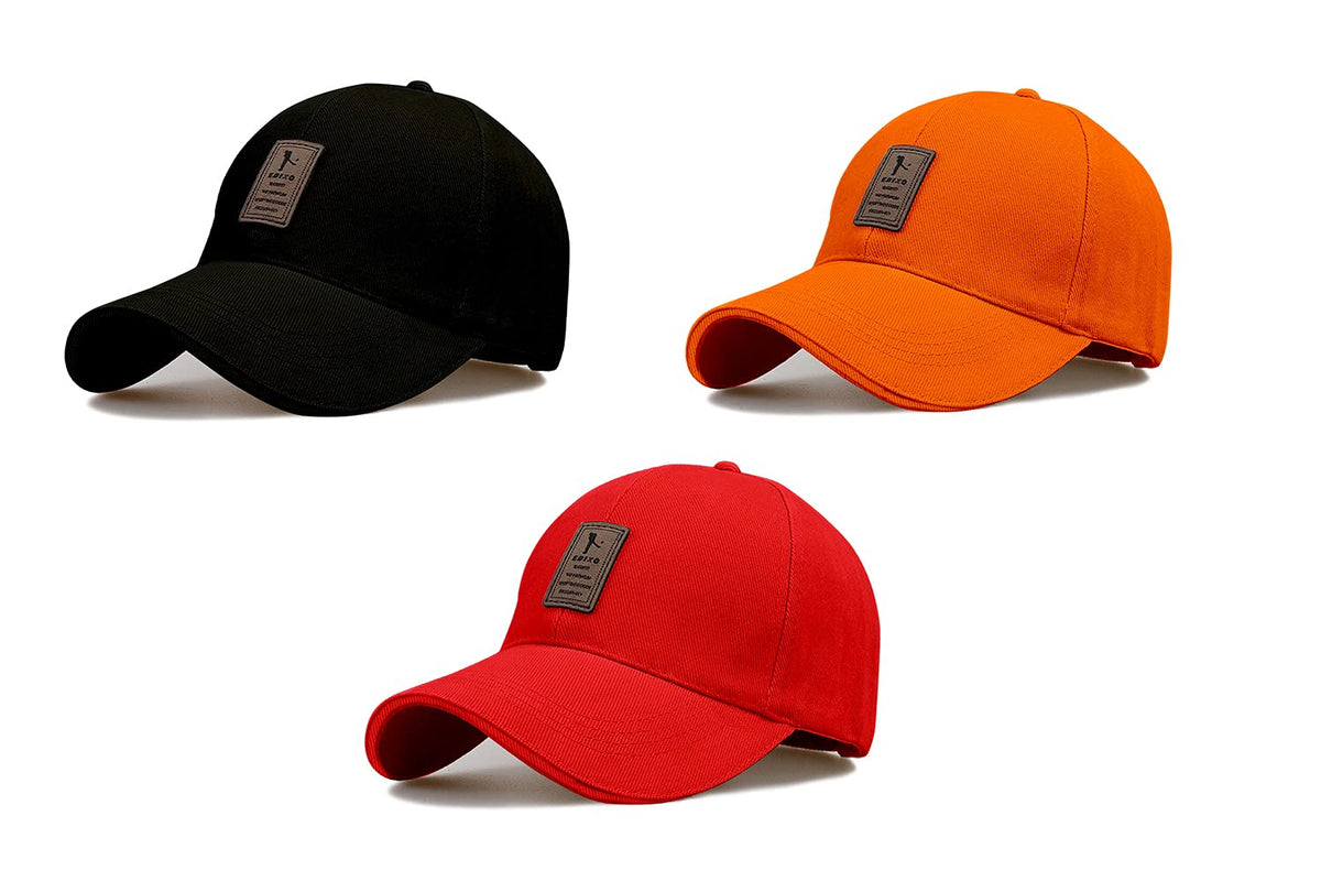 Combo 3 @2 Cap for Men Women Topi Unisex Head Branded Boy's Girl's Caps Adjustable Strap Summer Sports Cricket Gym Dance Cotton Free Size