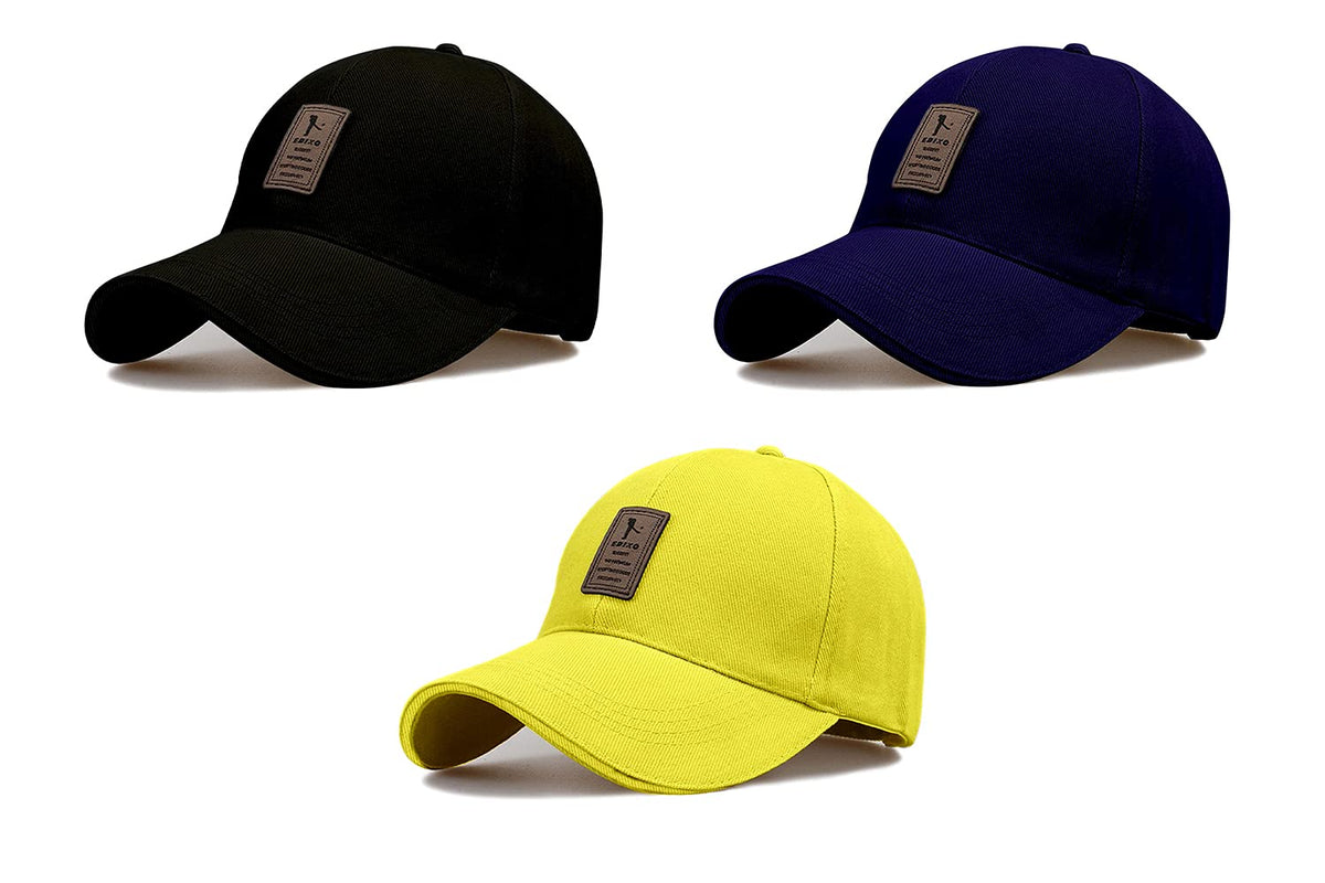 Combo 3 @2 Cap for Men Women Topi Unisex Head Branded Boy's Girl's Caps Adjustable Strap Summer Sports Cricket Gym Dance Cotton Free Size