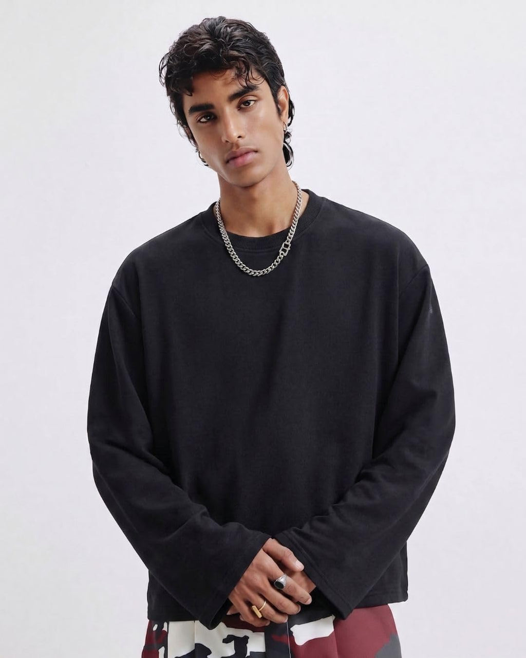 Long Sleeve Solid Oversized Tshirt | Breathable Winter Layering Essential | Soft Cotton Relaxed fit