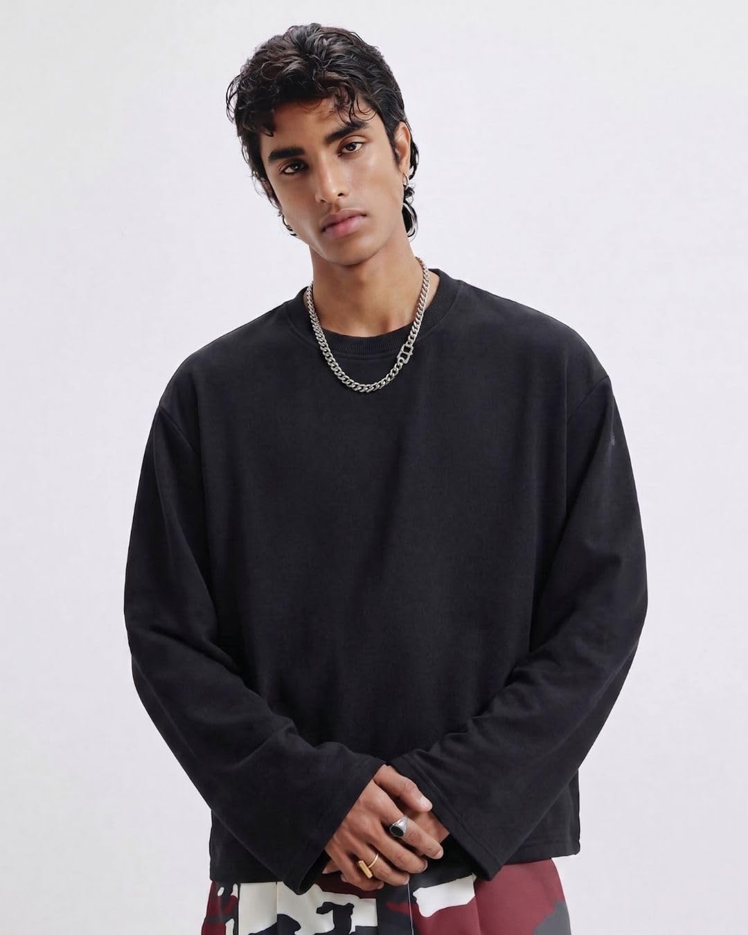Long Sleeve Solid Oversized Tshirt | Breathable Winter Layering Essential | Soft Cotton Relaxed fit