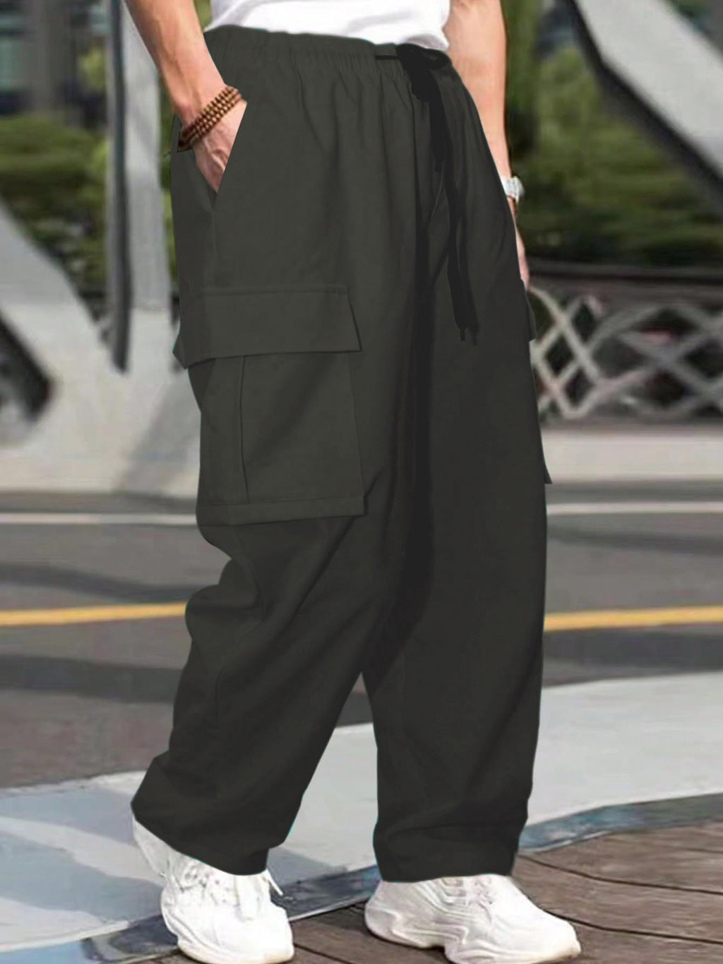 GRECIILOOKS Men's Regular Fit Low Rise Polycotton Cargos | Cargo Track Pant | Loose Fit | Regular Trouser (Available in Plus Size)