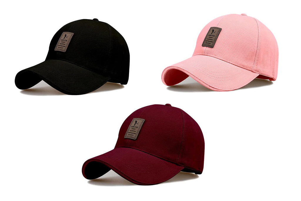 Combo 3 @2 Cap for Men Women Topi Unisex Head Branded Boy's Girl's Caps Adjustable Strap Summer Sports Cricket Gym Dance Cotton Free Size