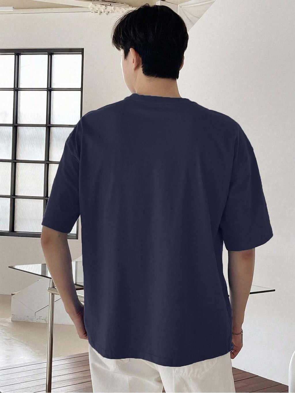 LEOTUDE Men's Half Sleeve Round Neck Cottonblend Graphic Print Oversized