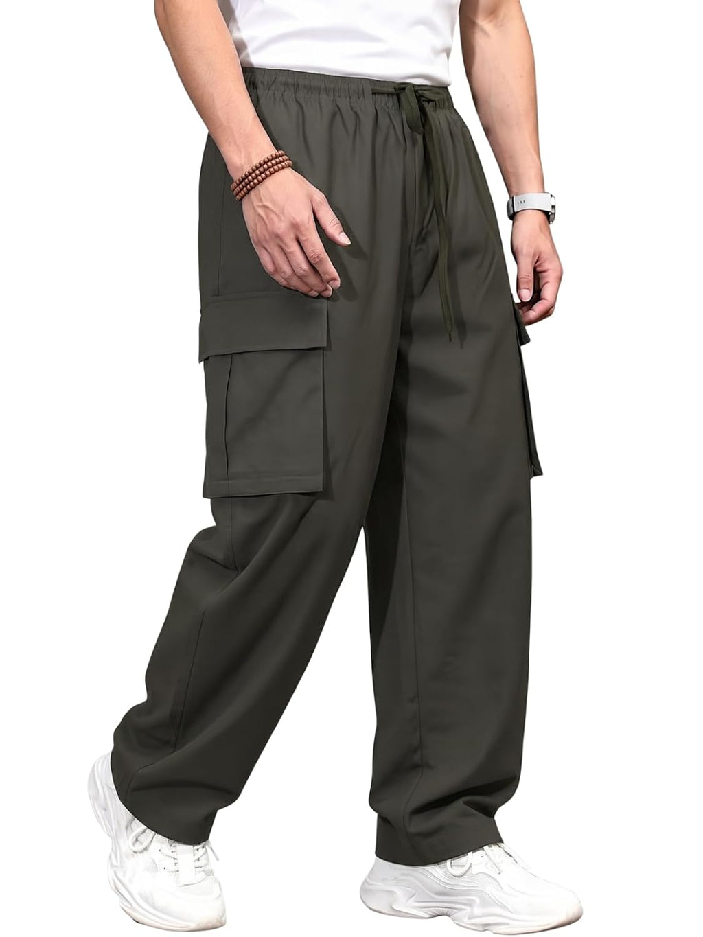 GRECIILOOKS Men's Regular Fit Low Rise Polycotton Cargos | Cargo Track Pant | Loose Fit | Regular Trouser (Available in Plus Size)