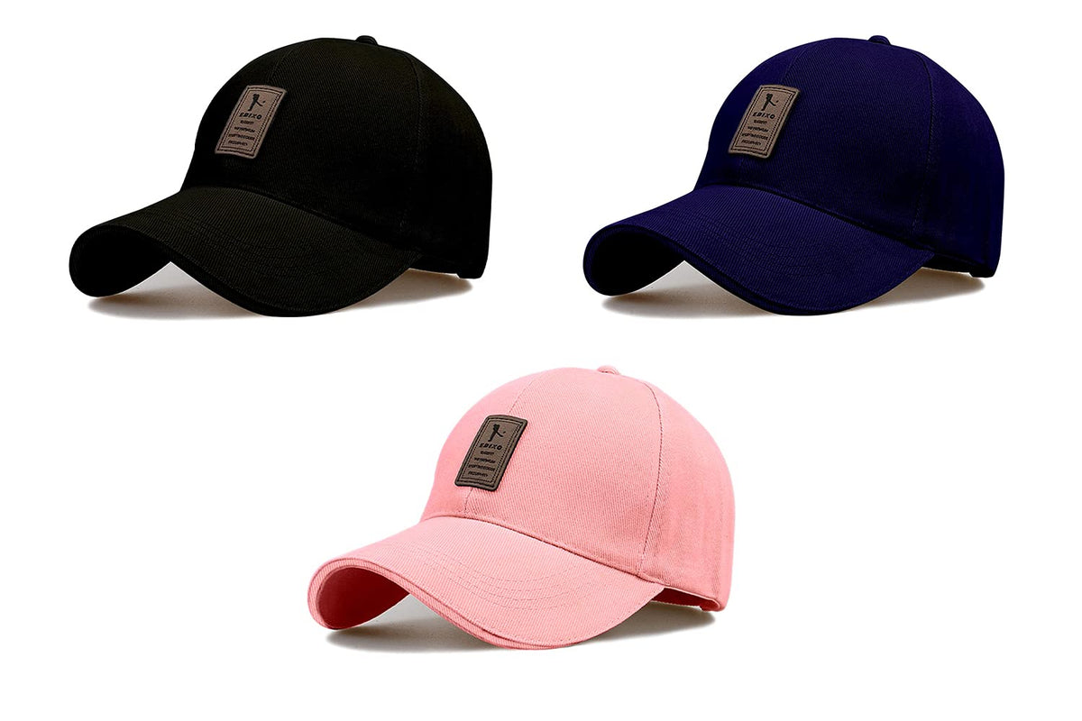 Combo 3 @2 Cap for Men Women Topi Unisex Head Branded Boy's Girl's Caps Adjustable Strap Summer Sports Cricket Gym Dance Cotton Free Size