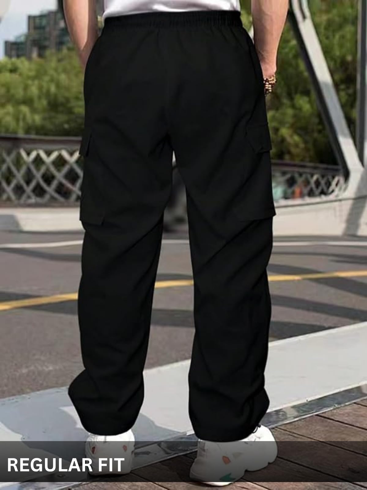 GRECIILOOKS Men's Regular Fit Low Rise Polycotton Cargos | Cargo Track Pant | Loose Fit | Regular Trouser (Available in Plus Size)