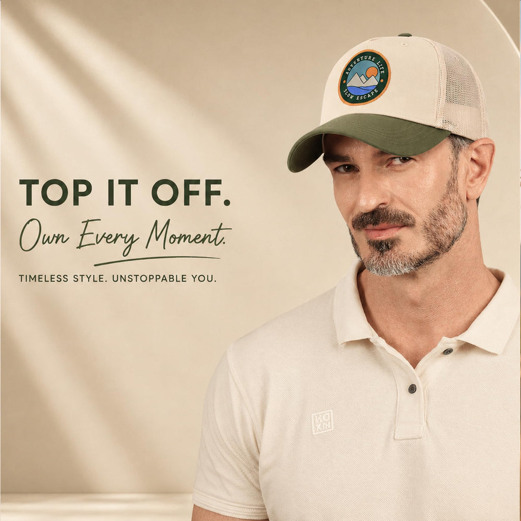 Feathers Cotton Cap for Men & Women | Adjustable Unisex Trucker Hat | Cotton Twill Front & Mesh Back | Styles Caps for Men | Breathable Outdoor Running, Gym & Travel Hats