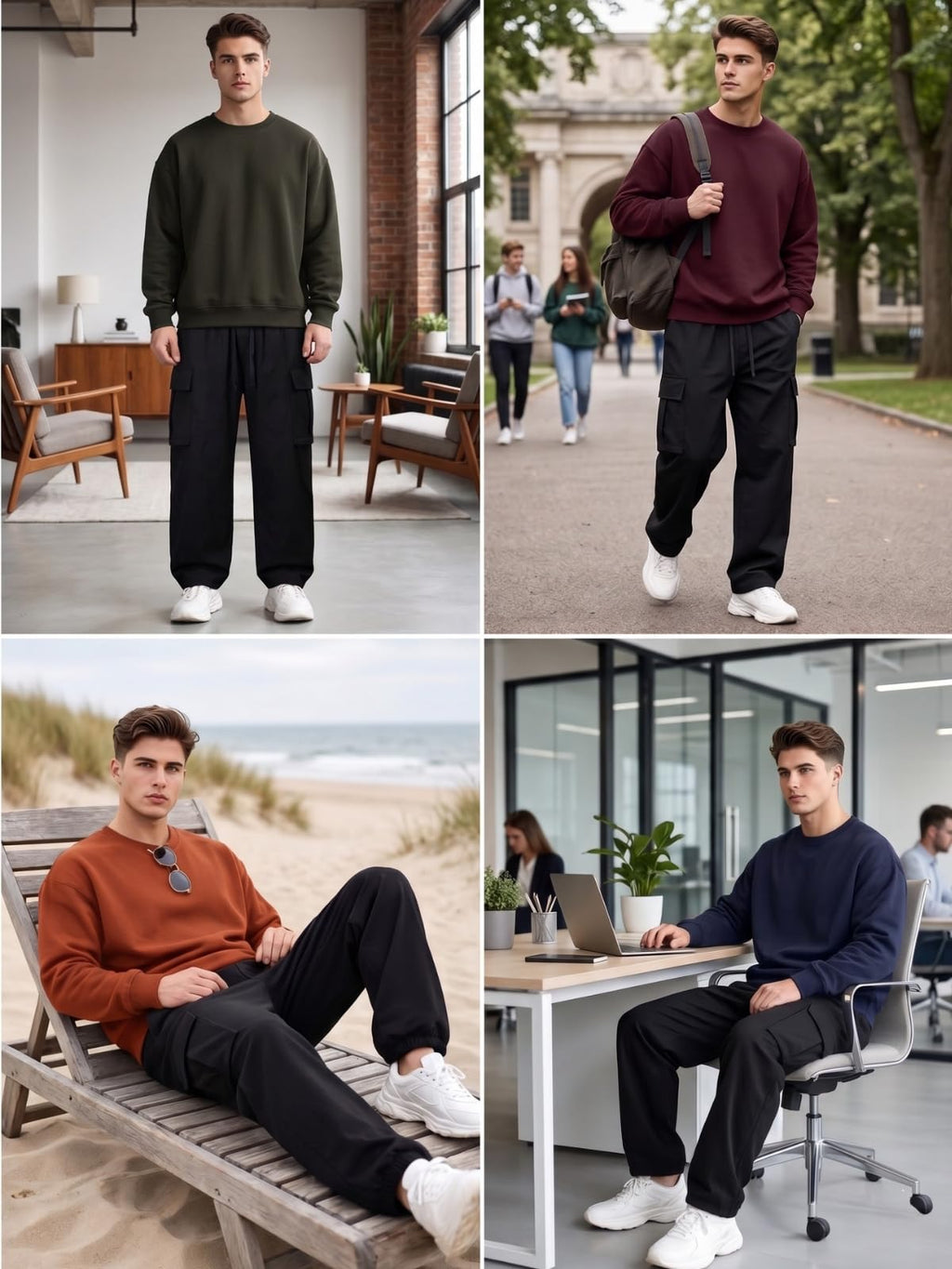 GRECIILOOKS Men's Regular Fit Low Rise Polycotton Cargos | Cargo Track Pant | Loose Fit | Regular Trouser (Available in Plus Size)