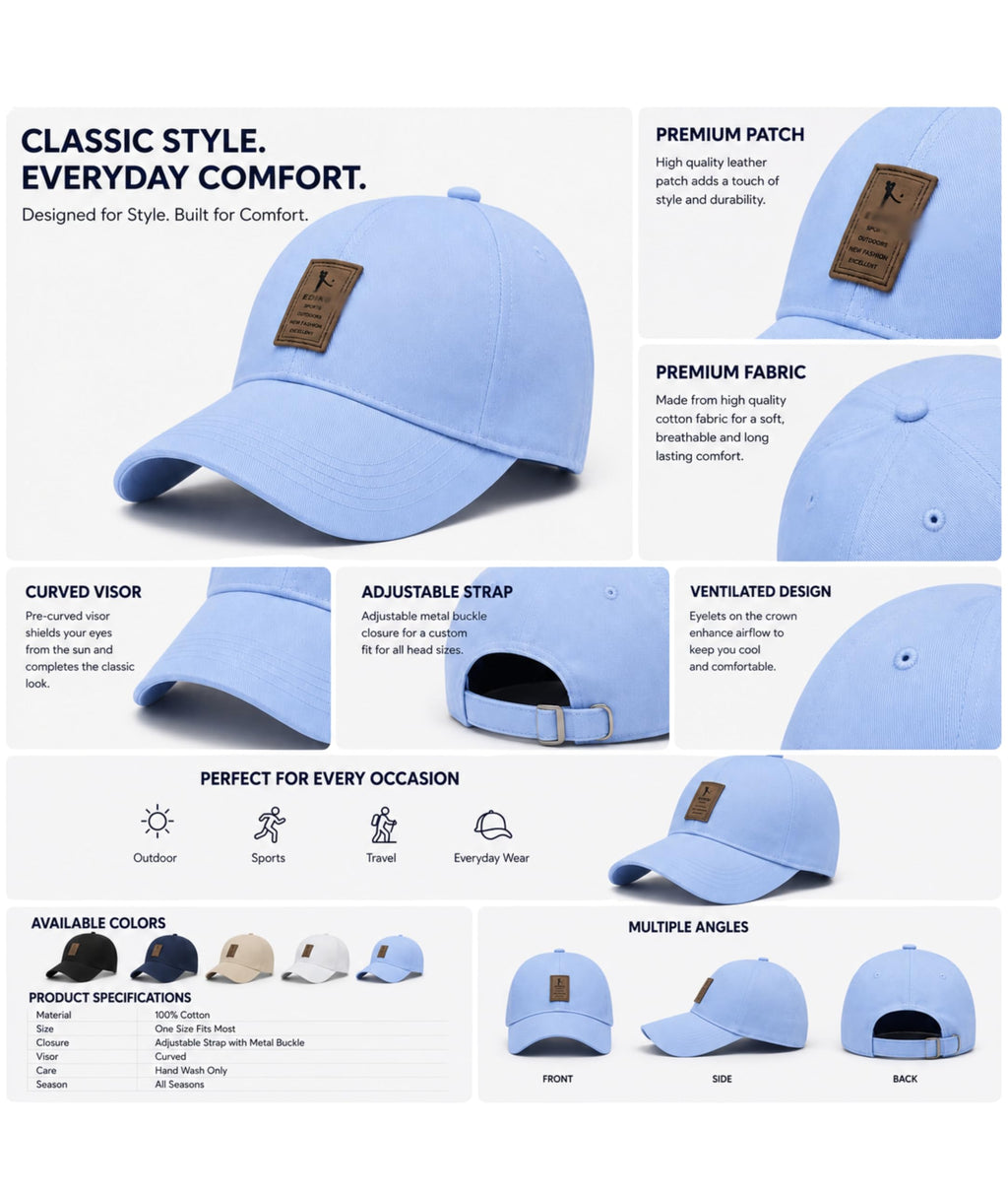Cap for Men Women Topi Unisex Head Branded Boy's Girl's Caps Adjustable Strap Summer Sports Cricket Gym Dance Cotton Free Size
