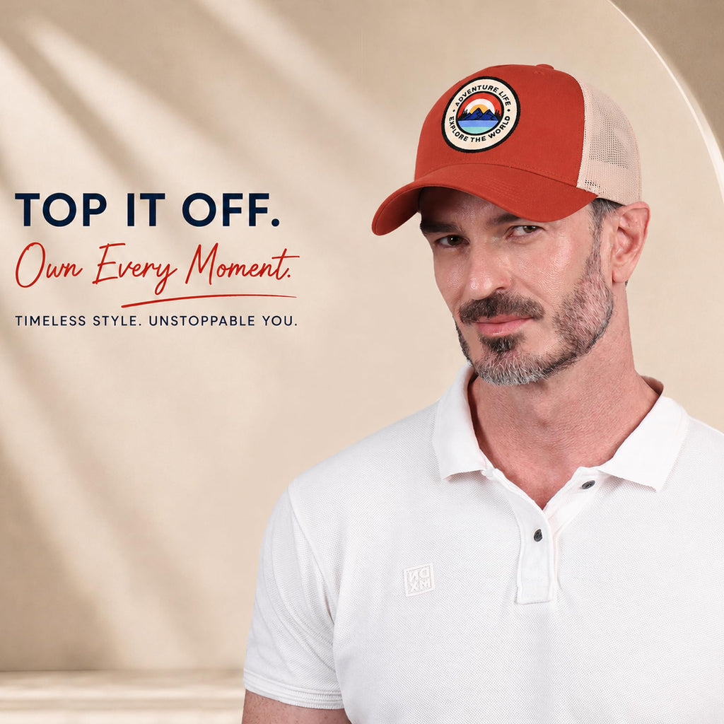 Feathers Cotton Cap for Men & Women | Adjustable Unisex Trucker Hat | Cotton Twill Front & Mesh Back | Styles Caps for Men | Breathable Outdoor Running, Gym & Travel Hats