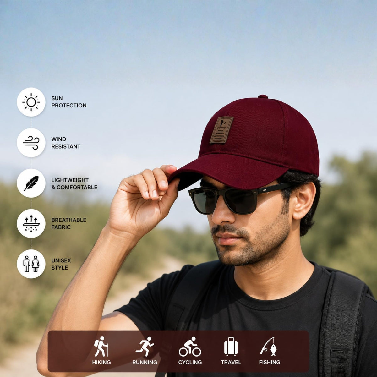 Cap for Men Women Topi Unisex Head Branded Boy's Girl's Caps Adjustable Strap Summer Sports Cricket Gym Dance Cotton Free Size