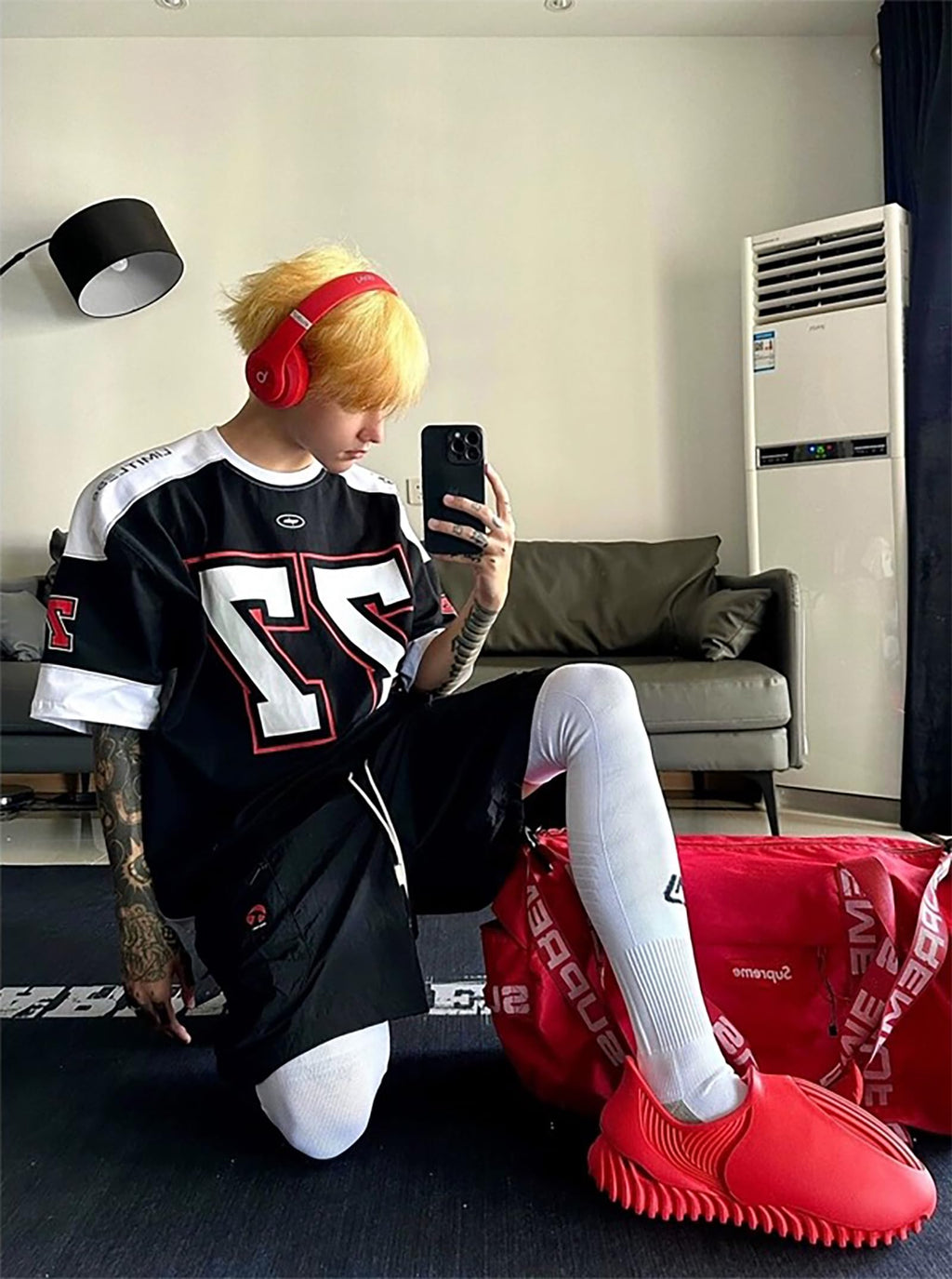 THALASI Men Cotton Jersey Aesthetic Oversized T shirts for Men | Sports Jerseys T-shirts & Half Sleeve Round Neck Printed Tshirt for Mens - Down Shoulder Loose & Baggy Fit Korean T shirt for Man & Boy