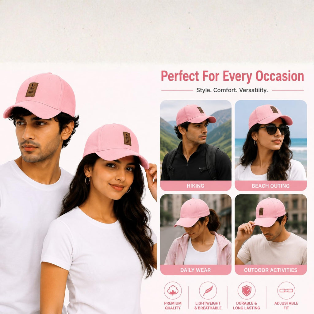 Cap for Men Women Topi Unisex Head Branded Boy's Girl's Caps Adjustable Strap Summer Sports Cricket Gym Dance Cotton Free Size