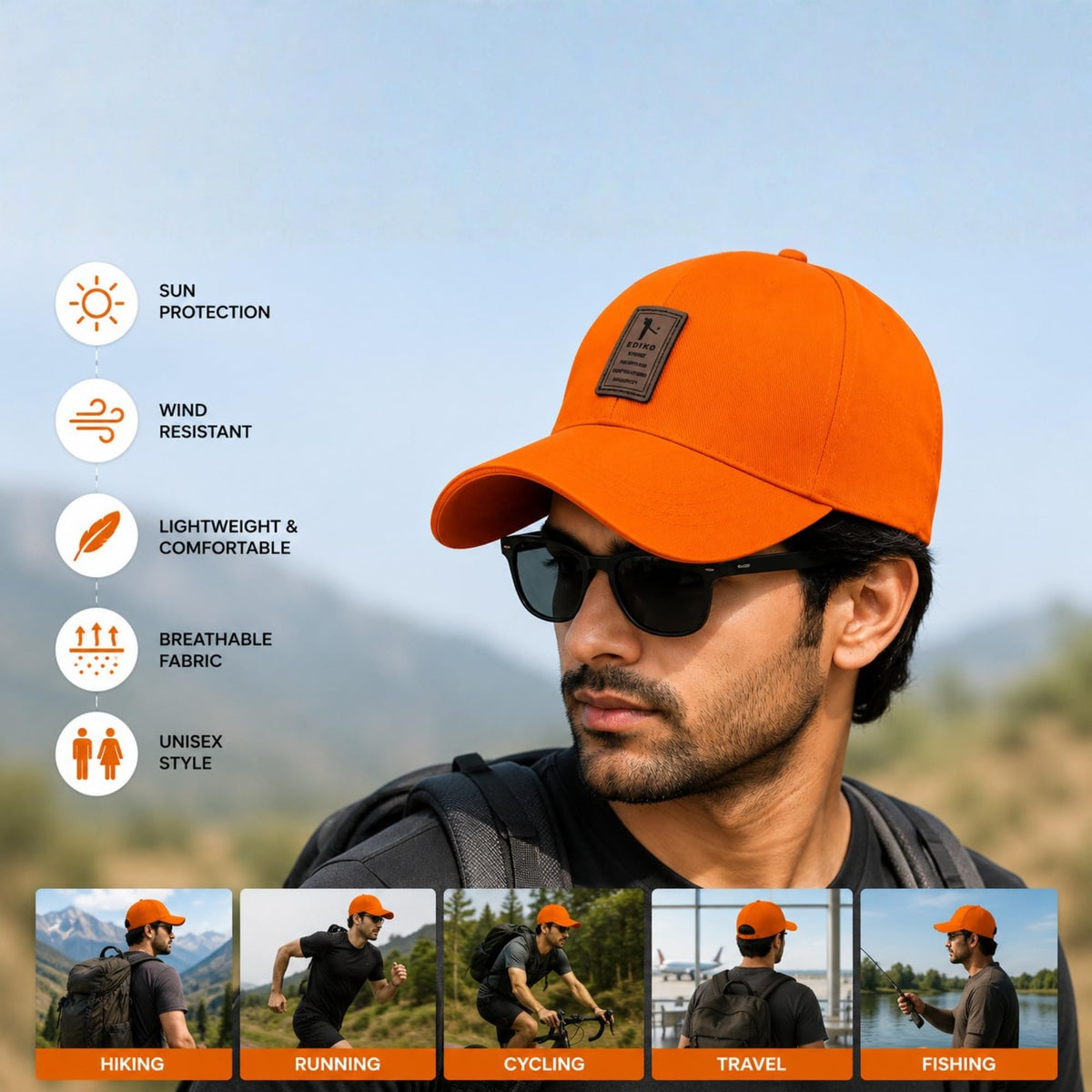 Cap for Men Women Topi Unisex Head Branded Boy's Girl's Caps Adjustable Strap Summer Sports Cricket Gym Dance Cotton Free Size