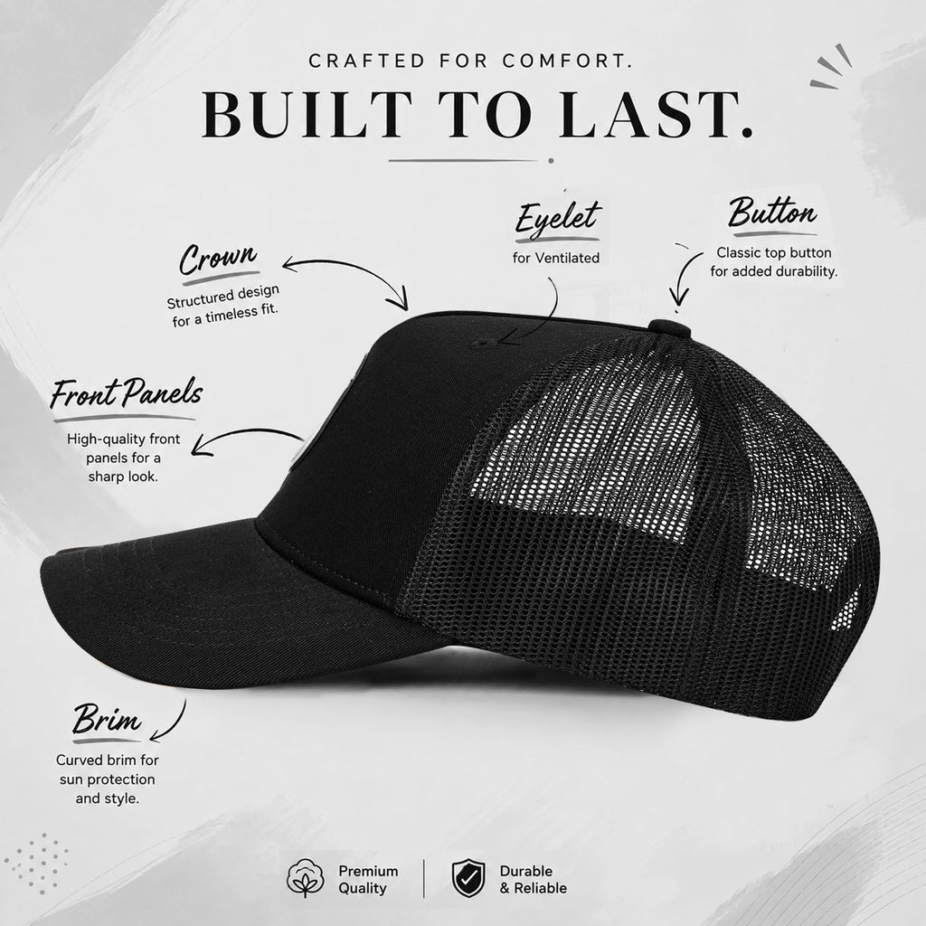 Feathers Cotton Cap for Men & Women | Adjustable Unisex Trucker Hat | Cotton Twill Front & Mesh Back | Styles Caps for Men | Breathable Outdoor Running, Gym & Travel Hats