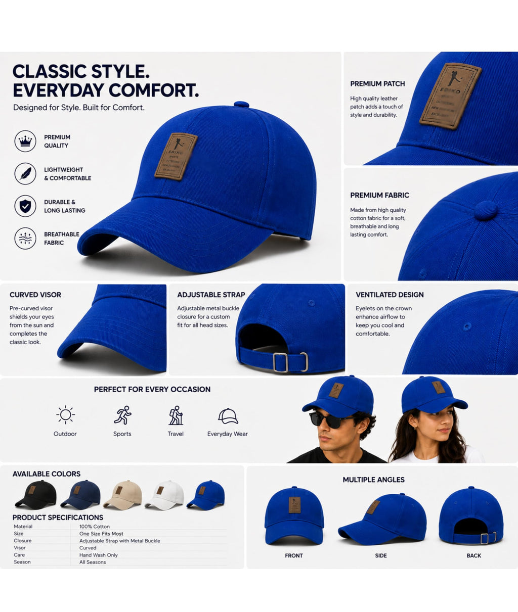 Cap for Men Women Topi Unisex Head Branded Boy's Girl's Caps Adjustable Strap Summer Sports Cricket Gym Dance Cotton Free Size