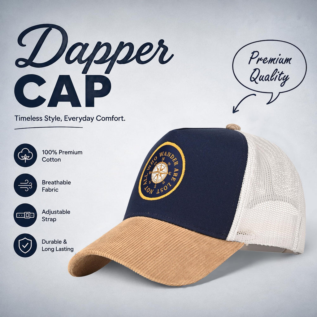 Feathers Cotton Cap for Men & Women | Adjustable Unisex Trucker Hat | Cotton Twill Front & Mesh Back | Styles Caps for Men | Breathable Outdoor Running, Gym & Travel Hats