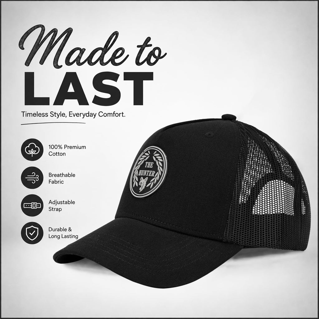 Feathers Cotton Cap for Men & Women | Adjustable Unisex Trucker Hat | Cotton Twill Front & Mesh Back | Styles Caps for Men | Breathable Outdoor Running, Gym & Travel Hats